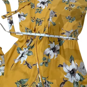 Romper Jumpsuit yellow floral size small by sienna sky perfect for fall w denim thumbnail 6