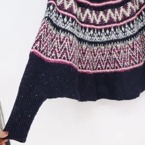 Sleeping on Snow Sweater Womens O/S Fair Isle Dolman Navy Pink Knit Excellent thumbnail 4