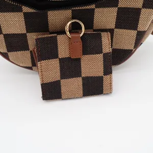 Unbranded Crossbody Bag Womens OS Checkered Brown Crescent Sling Pouch Excellent thumbnail 7