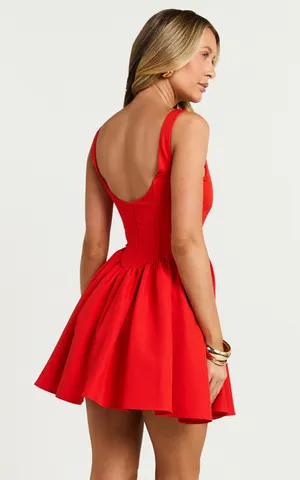 New Showpo Aimee Mini Dress Scoop Neck Corset Gathered Dress Medium MSRP $129 thumbnail 6
