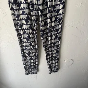 Aerie Lounge Pants White Polar Bear Print Elastic Waist Casual‎ Joggers Large thumbnail 3