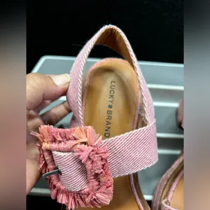 Lucky‎ Brand Yidris Platform Espadrille Heels Sandals Pink Size 9M Straw Buckle thumbnail 2