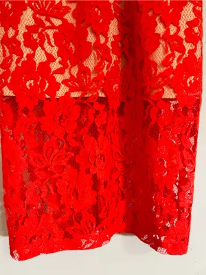 ABS Allen Schwartz Red Floral Lace Halter Dress Sheath Cocktail Wedding Guest 4 thumbnail 9