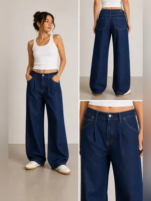 Oliver Logan Dark Blue Wide-Leg Women’s Jeans size 29 thumbnail 2