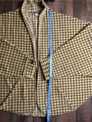 Collection XIIX Women's Houndstooth Fleece Poncho Cape Shawl Wrap L/XL Beige thumbnail 7