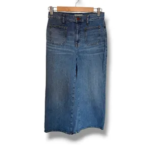 Madewell Wide Leg Crop Jeans Womens 26 Blue High Rise Patch Pocket Denim thumbnail 2