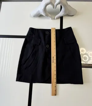 PrettyLittleThing Black Mock-Wrap Mini Skirt with Buttons - Size US 2 / UK 6 thumbnail 5