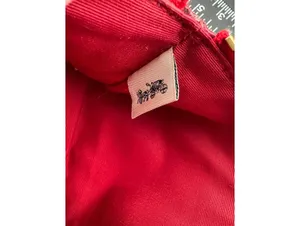Coach Red Leather Wristlet Pouch with Gold Logo thumbnail 6