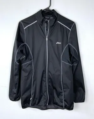 Asics Running Jacket Full Zip Black Water Repellant Activewear Women Size‎ Small thumbnail 1