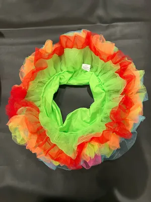 Neon green tutu skirt with pink, blue, and yellow ruffles. One size. Polyester thumbnail 7