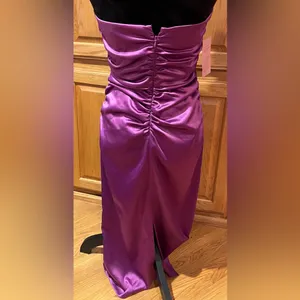 BHLDN Selena Strapless Stretch Satin Slip Ruched Midi‎ Dress Purple Size Medium thumbnail 9