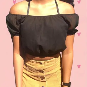 Wet Seal Black off the shoulder going out crop top thumbnail 1
