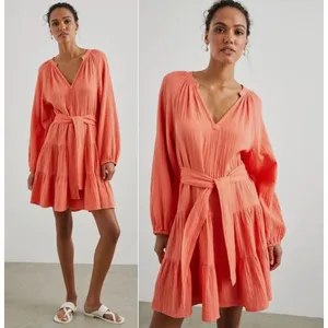 Rails Aureta Cotton Gauze Mini Dress Womens Medium Orange Resort Travel Vacation thumbnail 2