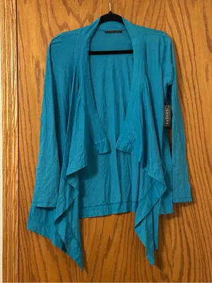 Velvet by Graham & Spencer Turquoise Open-Front Long Sleeve Cardigan -NWT - Sz M thumbnail 1