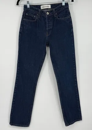 Reformation Winona Mid Slim Jean Volta Dark‎ Wash Blue Denim Size 25 thumbnail 1