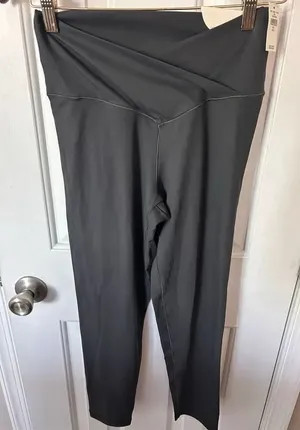 Aerie high rise crisscross band gray large workout pants tights 7/8 leggings NEW thumbnail 1