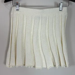 FP Beach Chunky Knit Pleated Skirt‎ Cream Size Medium thumbnail 1