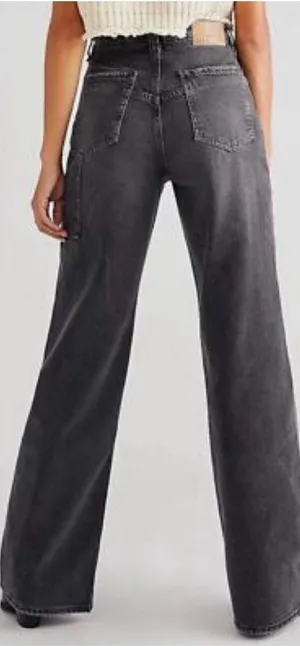 We The Free Tinsley Baggy High-Rise Straight Leg Black Denim Jeans Sz 29 NWT thumbnail 1
