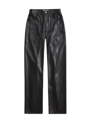 Abercrombie Curve Love High Rise 90s Relaxed Vegan Leather Pant Black Size 26 thumbnail 4