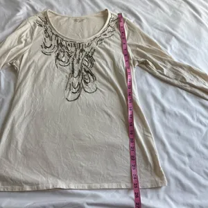 Coldwater Creek Women’s White Long Sleeve Top Beaded Embellished Boho Indie‎ Y2k thumbnail 5