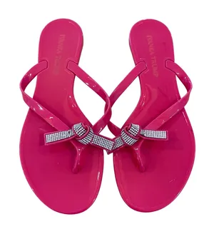 Ivanka Trump‎ Pink Jelly Thong Sandals with Rhinestone Bow Accent thumbnail 1