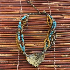 Chico's Blue and Gold Multi-Strand Seed Bead Necklace thumbnail 5