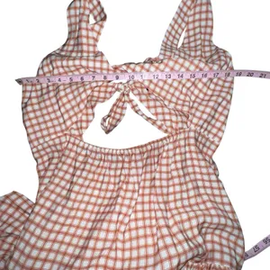 ASOS DESIGN Knot Detail Tiered MIdi‎ Dress Brown Gingham Large Tie Open Back thumbnail 6
