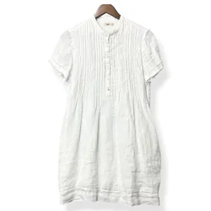 Faherty Gemina Pintuck Dress 100%‎ Linen White Coastal Boho Cottagecore Women XS thumbnail 2