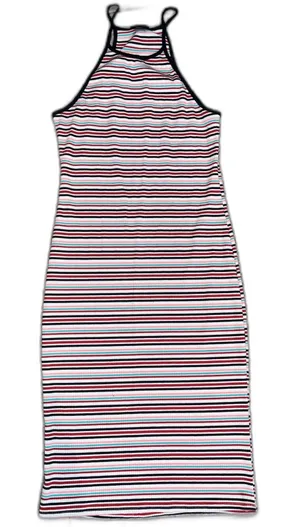 Rue 21 Womens Large Striped Colorful Midi Dress Bodycon‎ Sleeveless thumbnail 1