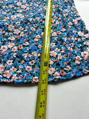 Floral Blouse Sz M Oversized Blue Ruffle bell sleeves V Neck Pullover thumbnail 6