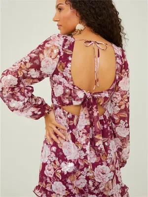 Altar'd State Sailor Floral Maxi Dress in Burgundy Size S NWT thumbnail 5