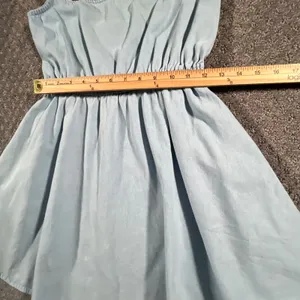 ASOS Denim Skater Dress Womens 4 Light Blue Elastic Waist Cotton Pockets Boho thumbnail 7