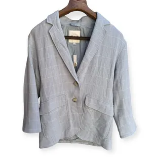 Larsen Linen Blend Relaxed Windowpane Blazer thumbnail 4