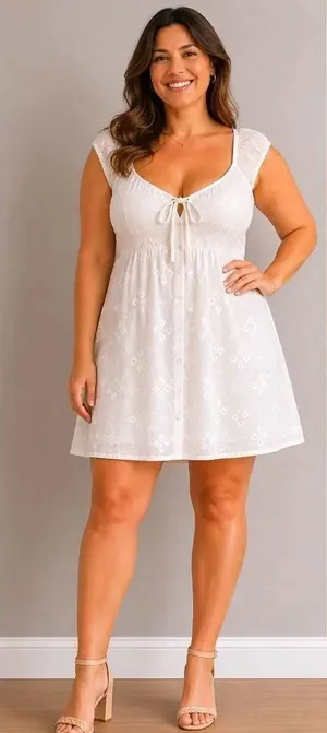 WAYF A-Line Embroidered Button White Dress XL NEW Bridal Shower #200 thumbnail 1