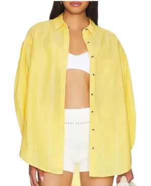 We the free Happy Hour Stripe Top in Yellow Combo‎ SIZE L OVERSIZED STYLE thumbnail 1