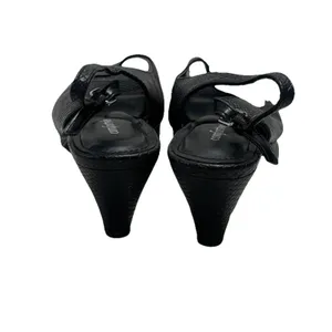 Comfortview Women’s Slingback Heels Open Toe Black Snake Embossed Size 9.5 WIDE thumbnail 3