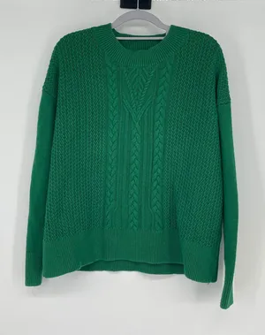 Banana Republic Green Cable Knit Crew Neck‎ Sweater Size M Preppy Fisherman thumbnail 1