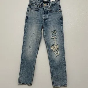 NWT 7 For All Mankind Julia Jeans Sz 23 Distressed Tapered Boyfriend 90s Vintage thumbnail 16