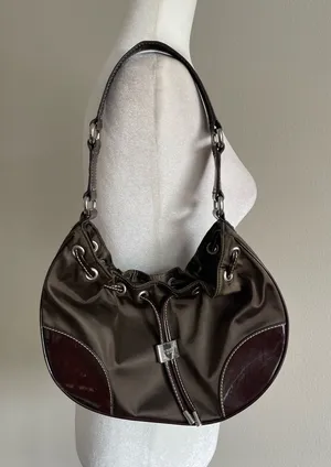 Chaps Brown Shoulder Hobo Bag with Dark Brown Accents thumbnail 1