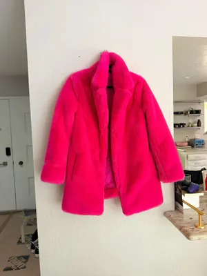 Majorelle Amora hot pink fuschia faux fur oversized coat S thumbnail 11