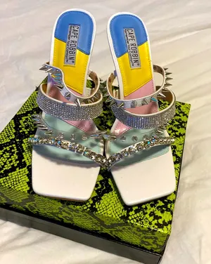 White sandals w/ silver embellishments Size 10 thumbnail 1