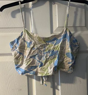 Kendall & Kylie Blue and Green Abstract Cropped Cami thumbnail 1
