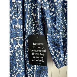 Tuckernuck NWT Womens XS Blue White Floral Cotton Tiered Maxi Dress Pockets thumbnail 8