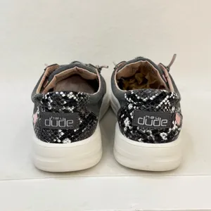HeyDude Womens Karina Slip On Casual Canvas Sneakers Gray Black Snake Size 9 thumbnail 6