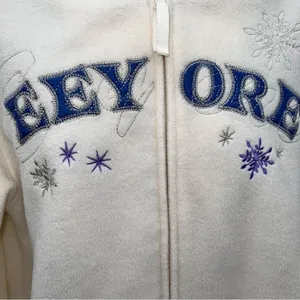 Disney Eeyore Fleece Zip Front Jacket w/Kangaroo Pockets & Eeyore Patch-Size 7-9 thumbnail 3