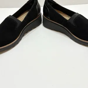 Clarks Sharon Dolly Wedge Loafer Shoes Casual Slip On Black Women's 7M Casual thumbnail 7