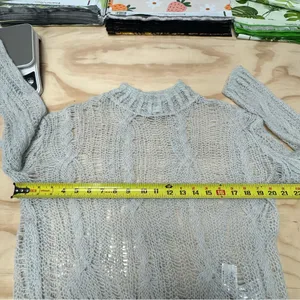 Zara Open Knit Crewneck Sweater‎ Light Gray XS-S 0021/107/406 thumbnail 11