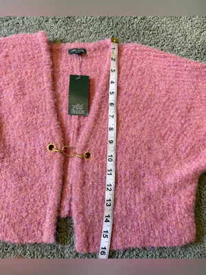 Wild Fable Pink Fuzzy Cropped Cardigan Sweater Wool Blend Size XXS NWT thumbnail 3