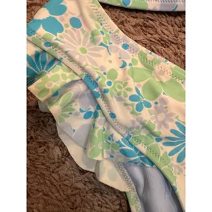 Aerie Real Good Floral Ruffle Halter Bikini Set‎ Blue Green M NWT thumbnail 7