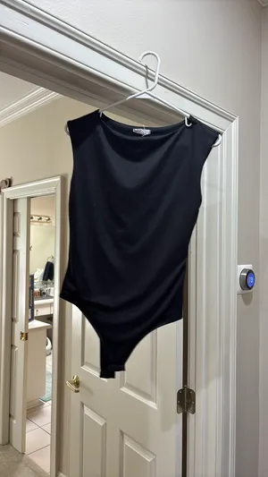 Black Satin Cowl Neck Bodysuit thumbnail 2